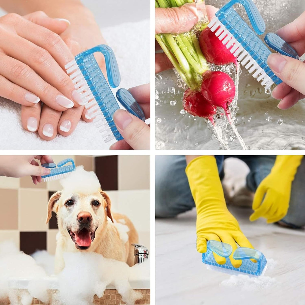 Handle Grip Nail Brush, Hand Fingernail Scrub Cleaning Brushes for Toes and Nails Cleaner, Pedicure Scrubbing Tool Kit for Men and Women 5 Pack (Multicolor)