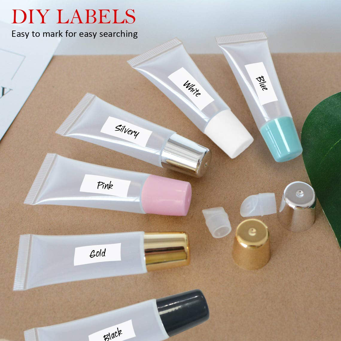 50PCS Empty 20Ml Black Cap Lip Gloss Tubes for Lipgloss Base