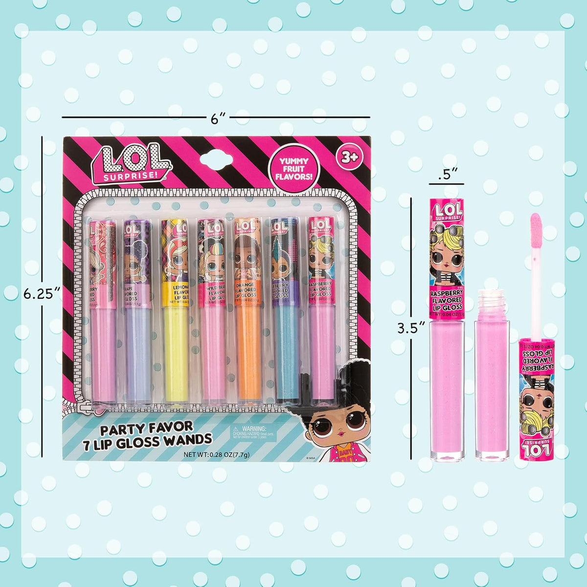 L.O.L Surprise 7-Pack Lip Gloss for Girls, Lol Lip Gloss