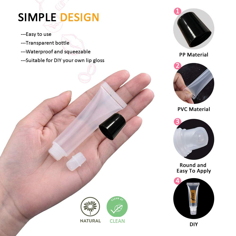 50PCS Empty 20Ml Black Cap Lip Gloss Tubes for Lipgloss Base