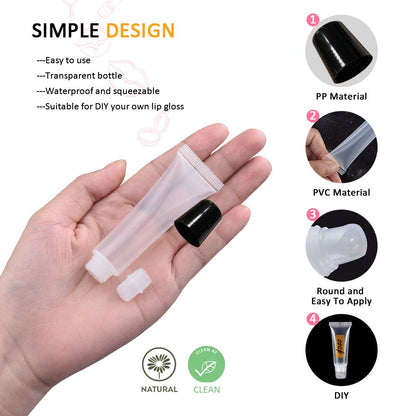 50PCS Empty 20Ml Black Cap Lip Gloss Tubes for Lipgloss Base