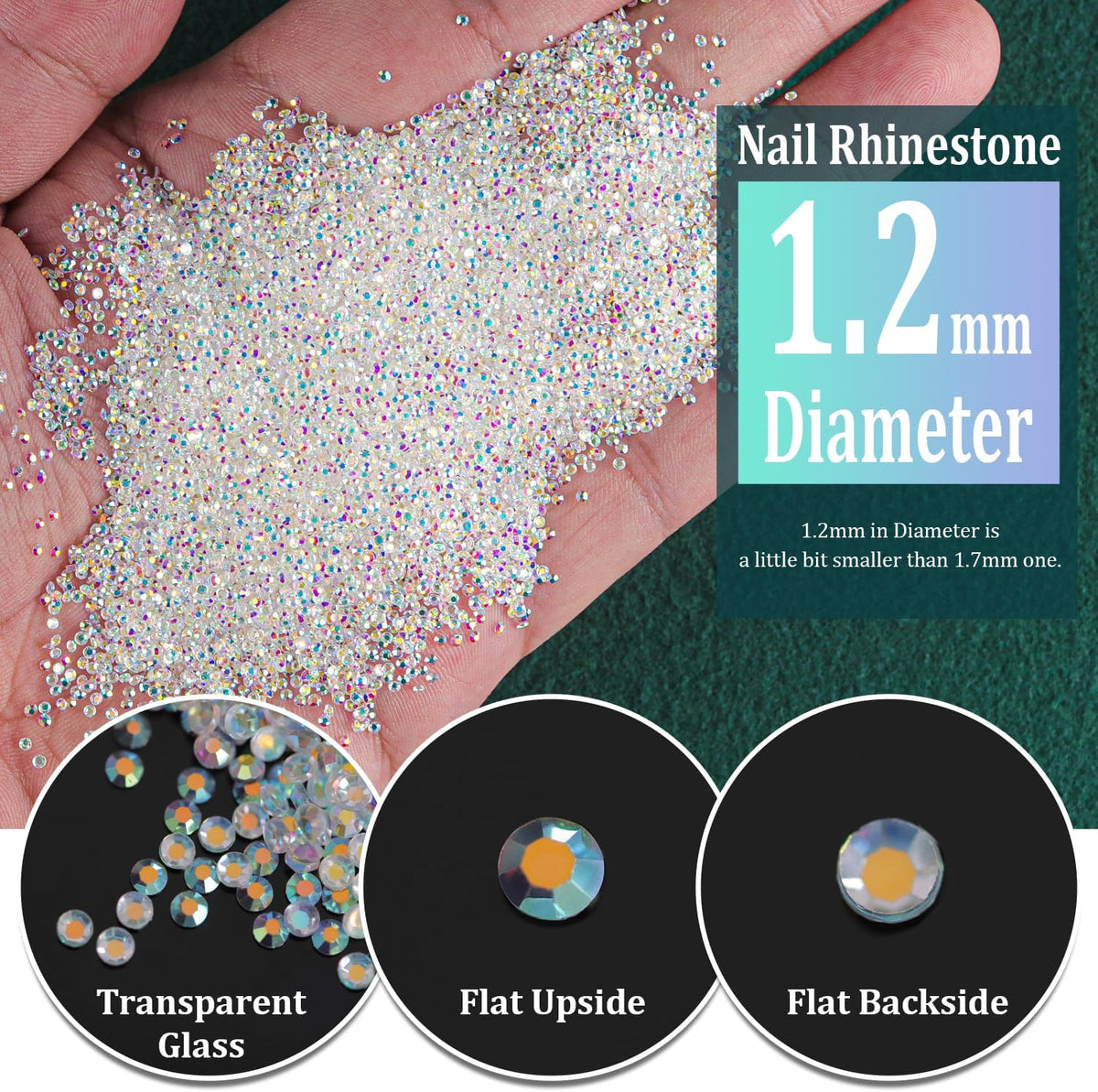 Tiny Nail Rhinestones 5000PCS 1.2Mm AB Mini Pixie Crystals for Nail Art
