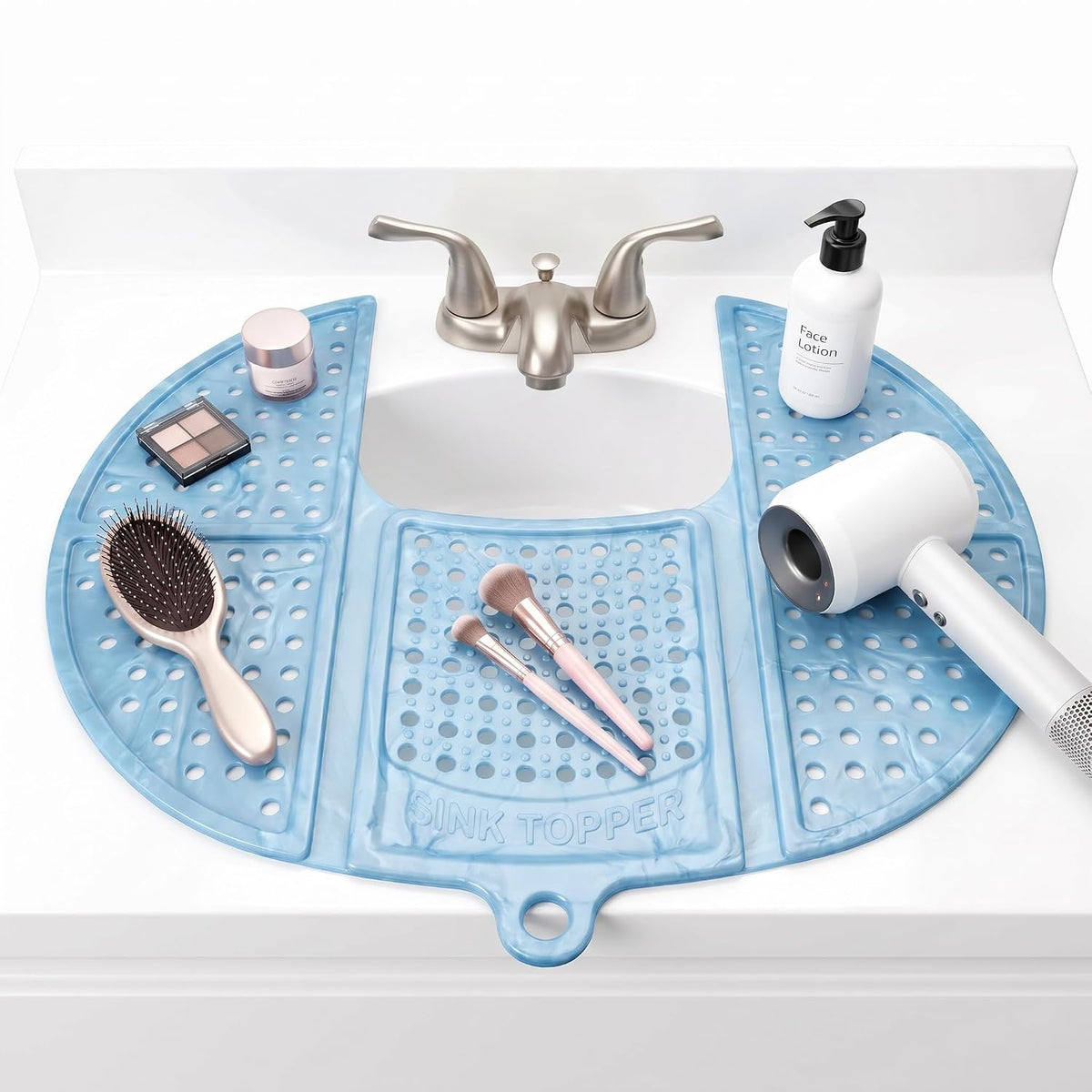 Bathroom Sink Cover for Counter Space, Standard Blue