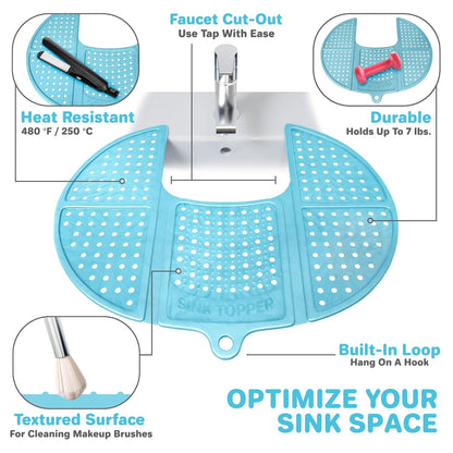 Bathroom Sink Cover for Counter Space, Standard Blue