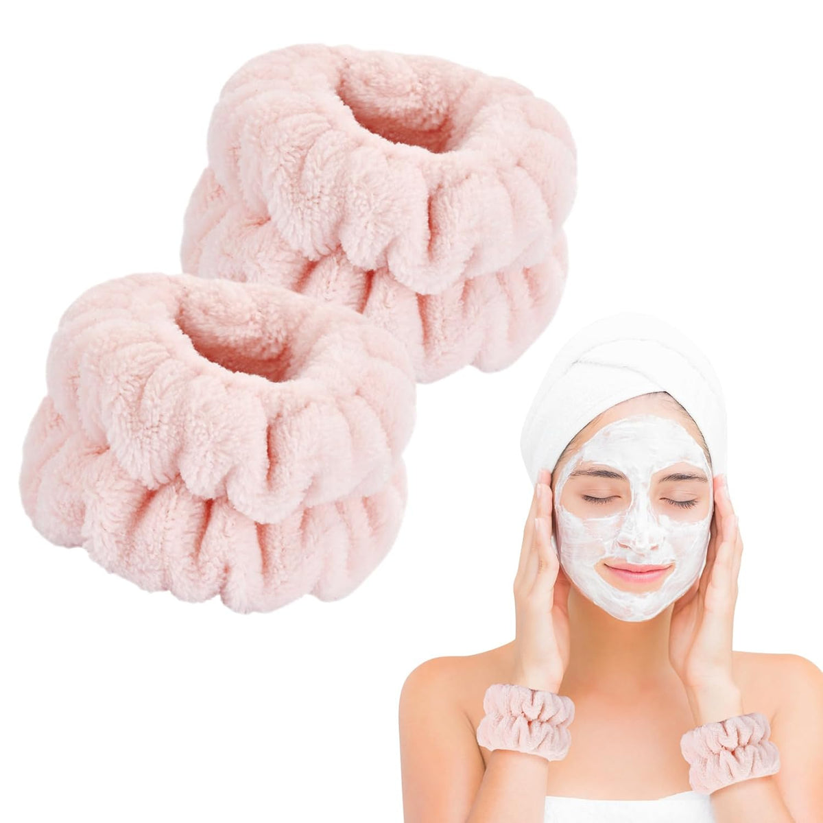 Wrist Bands for Washing Face, Spa Wristbands for Wash Face, Microfiber Wrist Towels Face Wash Skincare Wristbands, Arm Bands for Woman Children