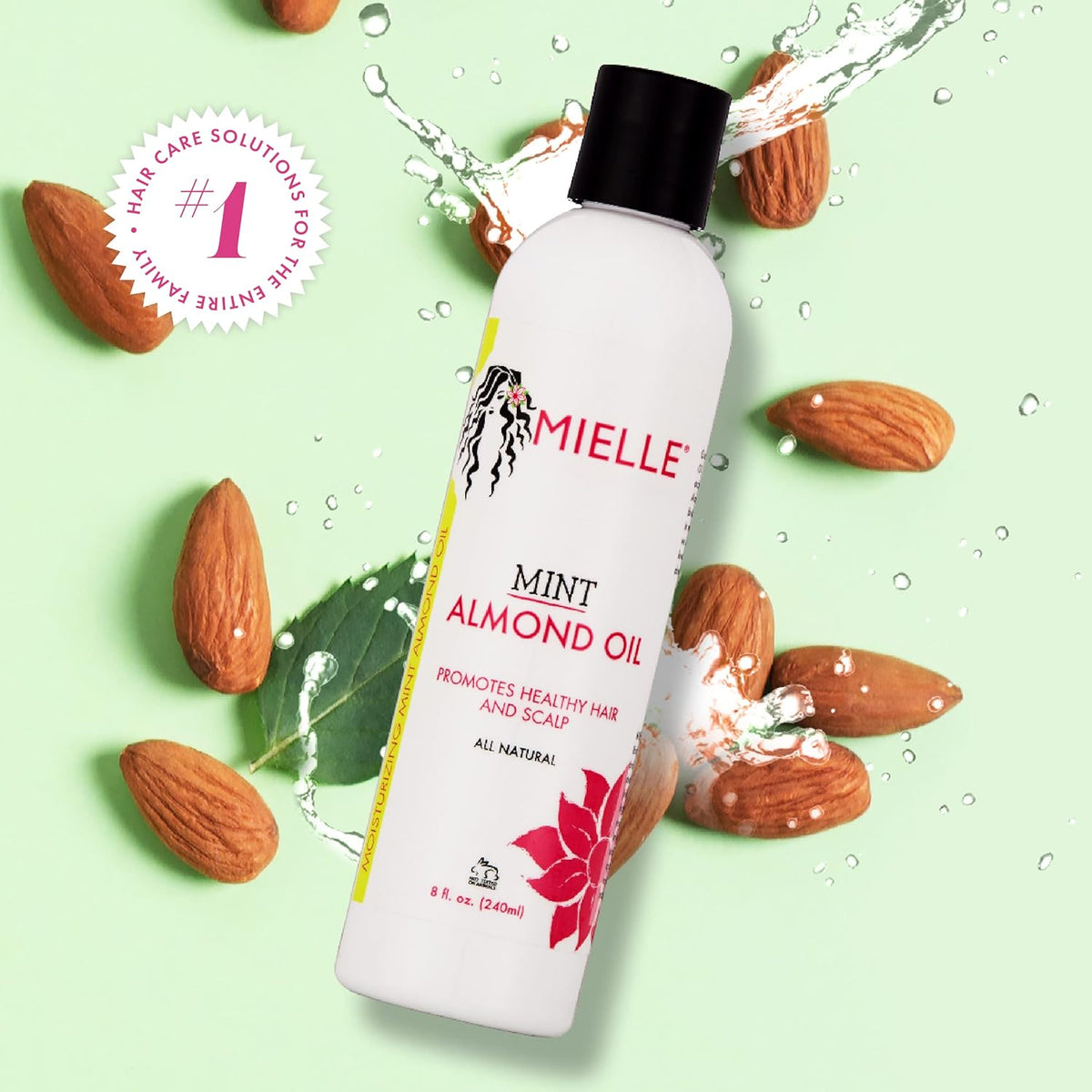Mint Almond Oil - Lightweight Dry Scalp Oil to Lock in Moisture and Help Encourage Longer, Healthier Hair - Suitable for All Hair Types (8 Fl Oz)