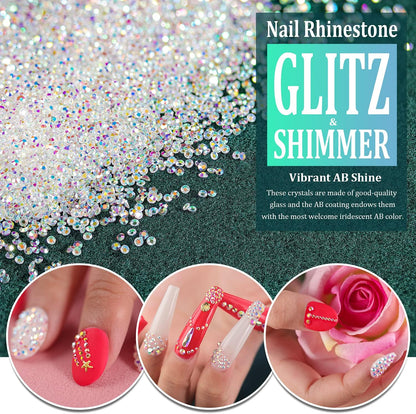 Tiny Nail Rhinestones 5000PCS 1.2Mm AB Mini Pixie Crystals for Nail Art