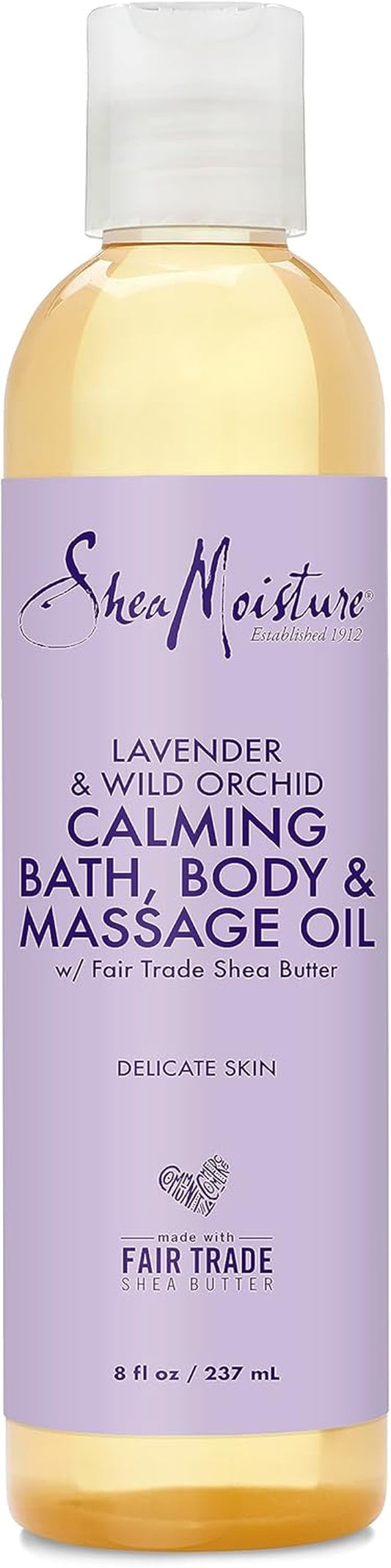 Sheamoisture Bath, Body and Massage Oil Lavender Wild Orchid Calming Moisturizer for Sensitive Skin 8 Oz
