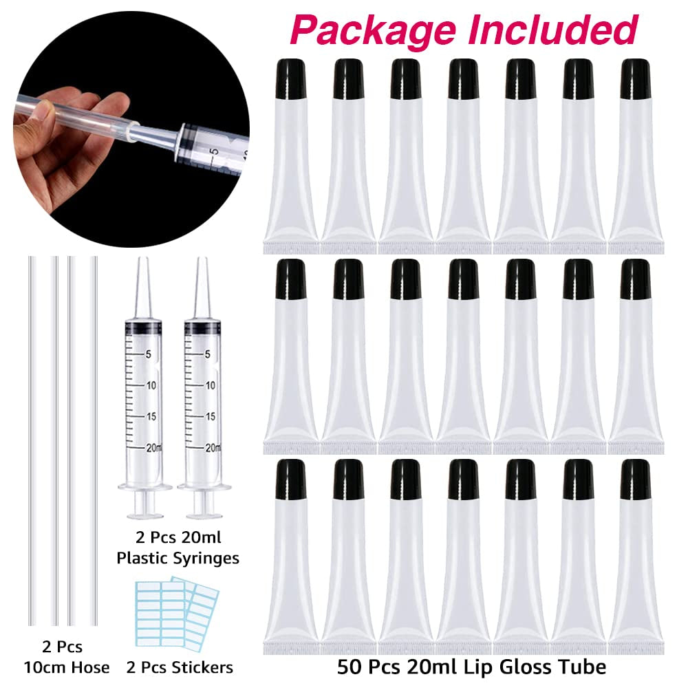 50PCS Empty 20Ml Black Cap Lip Gloss Tubes for Lipgloss Base
