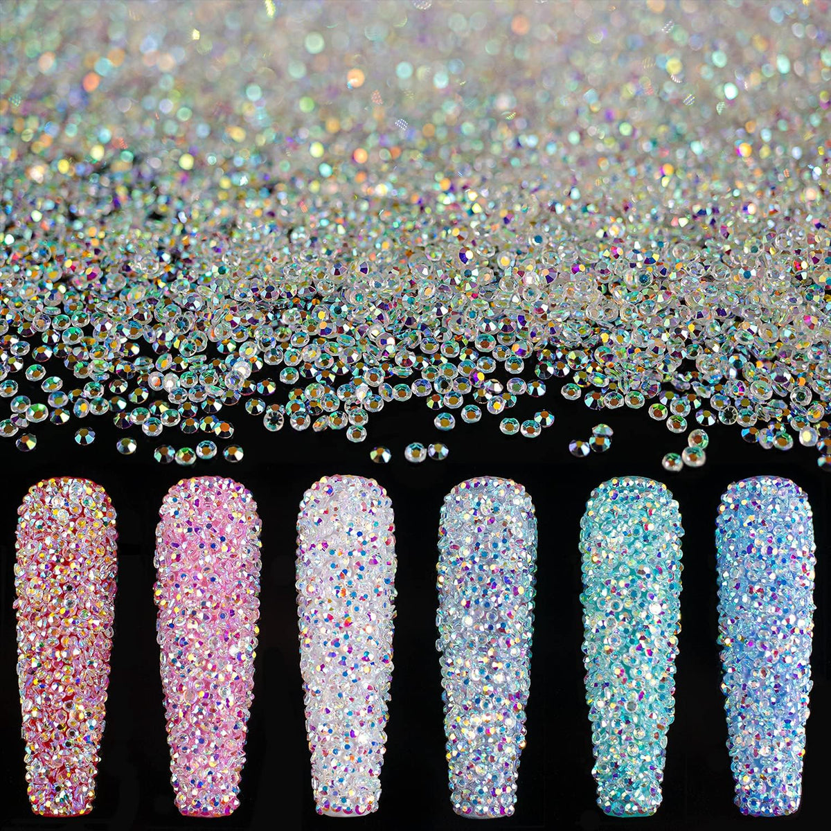 Tiny Nail Rhinestones 5000PCS 1.2Mm AB Mini Pixie Crystals for Nail Art