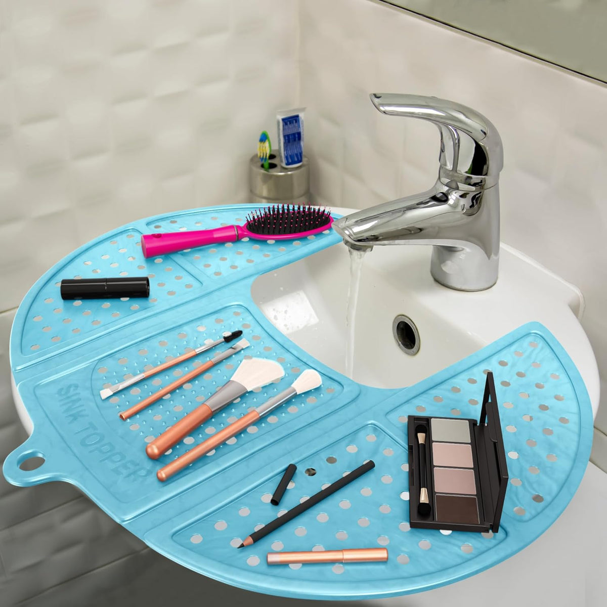 Bathroom Sink Cover for Counter Space, Standard Blue