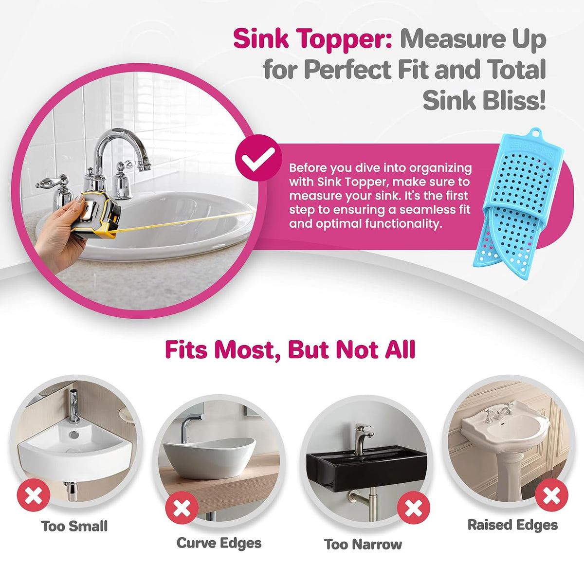 Bathroom Sink Cover for Counter Space, Standard Blue