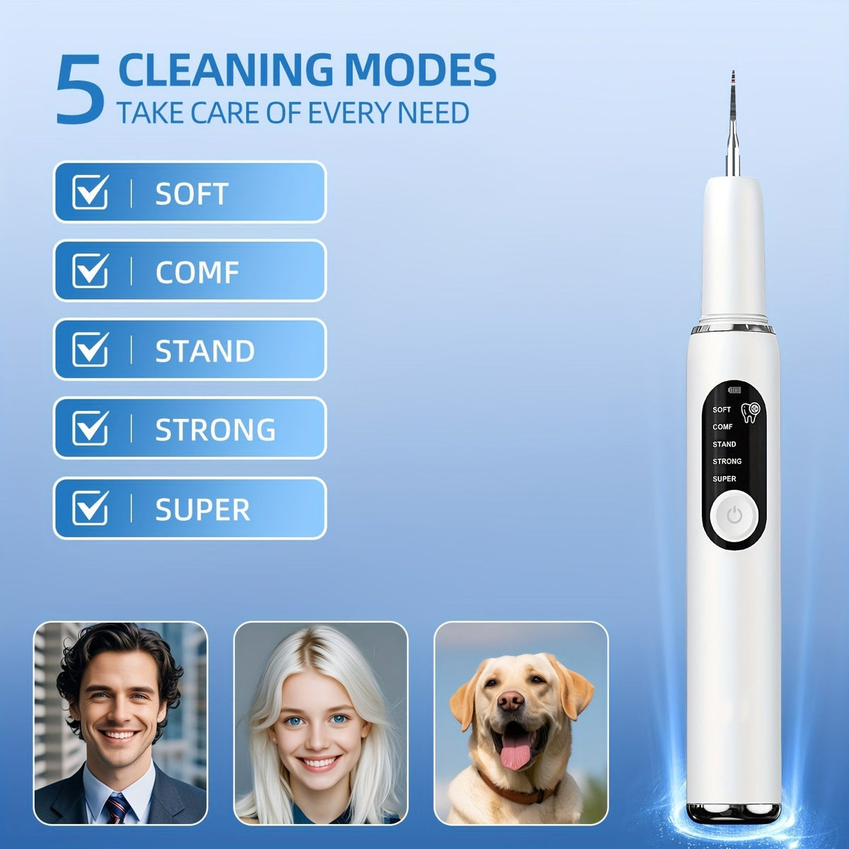 Electric Tooth Cleaner Rechargeable with LED & 5 Modes