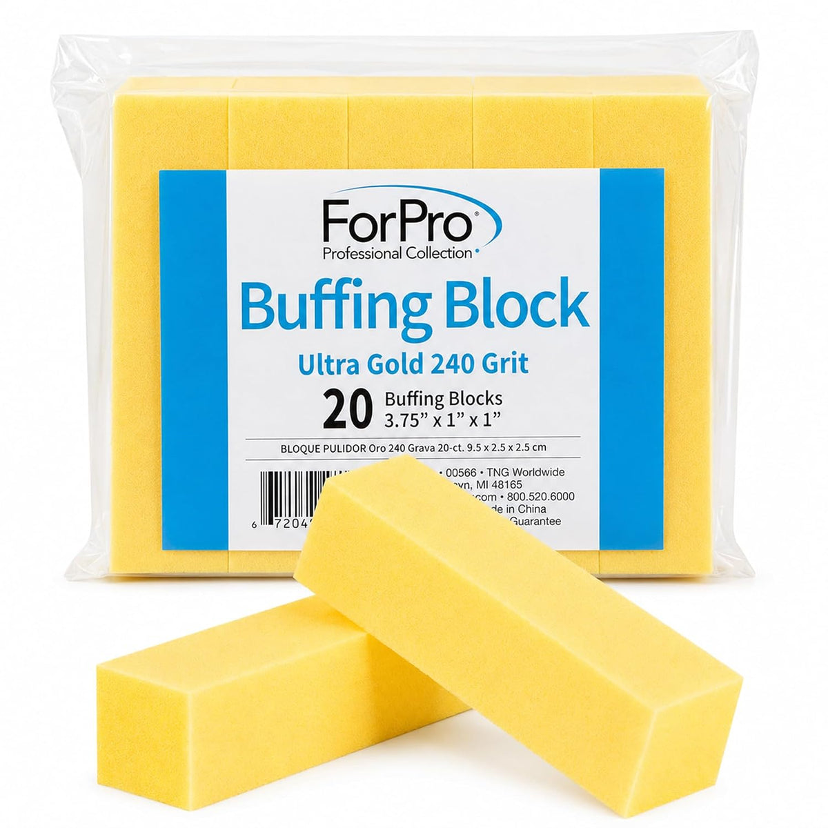 Forpro Buffing Block, 20-Count, 240 Grit, Ultra Gold