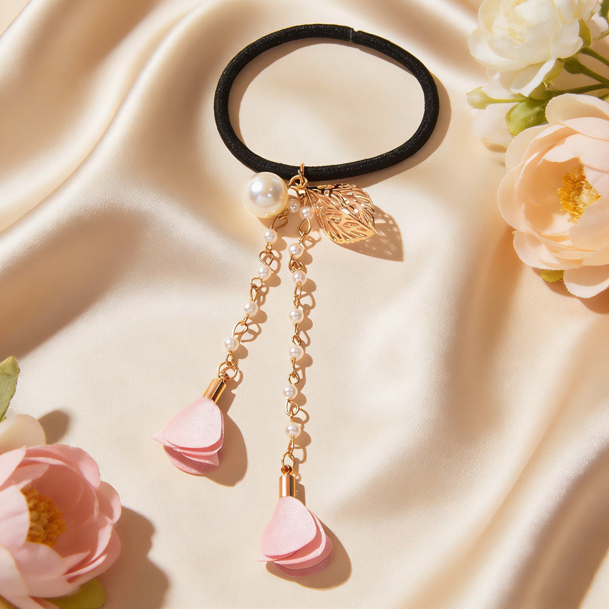 Hair Holder Accessories Pearl Long Chain Headwear Petal