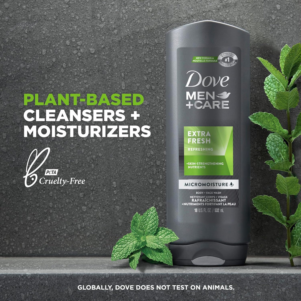 Dove Men+Care Body Wash Extra Fresh 4 Count for Men'S Skin Care Body Wash Effectively Washes Away Bacteria While Nourishing Your Skin 18 Oz