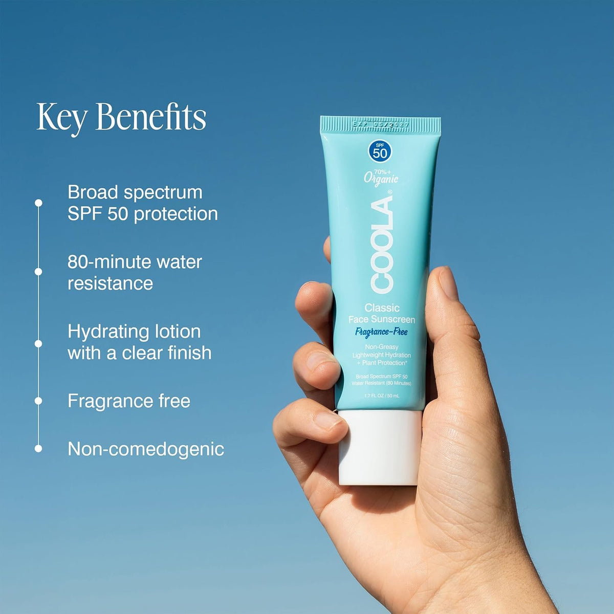 COOLA Face Sunscreen SPF 50 Lotion, Fragrance Free, 1.5 Oz