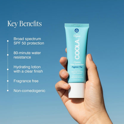 COOLA Face Sunscreen SPF 50 Lotion, Fragrance Free, 1.5 Oz