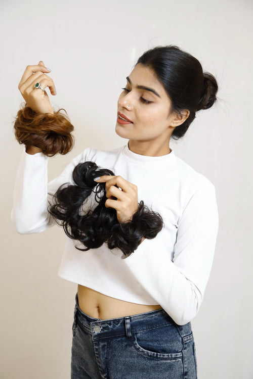 Donut Scrunchie Hair Extension – Real Hair Bun Maker for