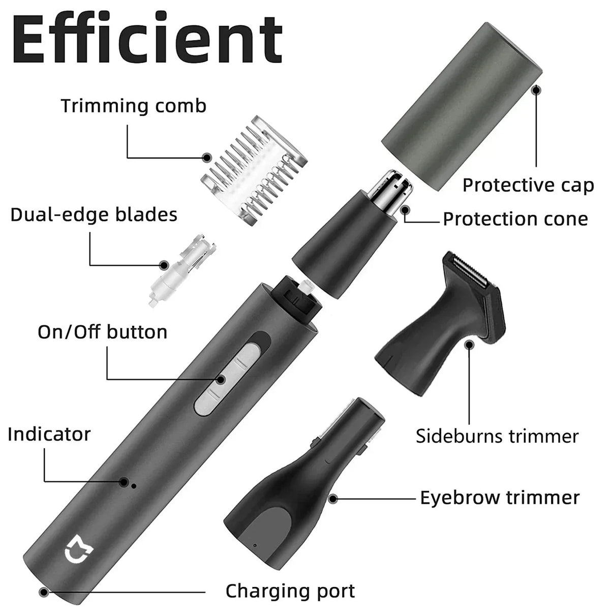 3-in-1 Electric Nose Ear Hair Trimmer Painless