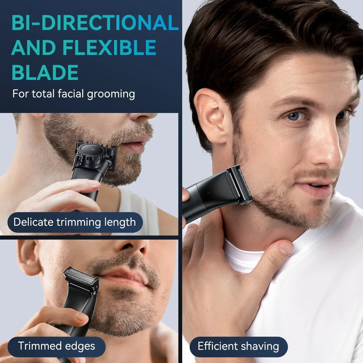2-in-1 Dual-Sided Electric Trimmer Shaver Beard Body