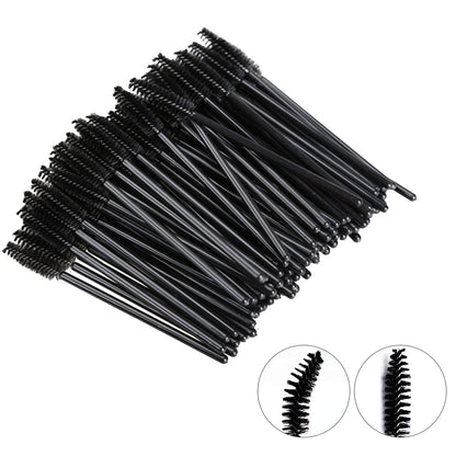 100 Pcs Disposable Eyelash Brushes for Eye Lashes and Makeup (Black)