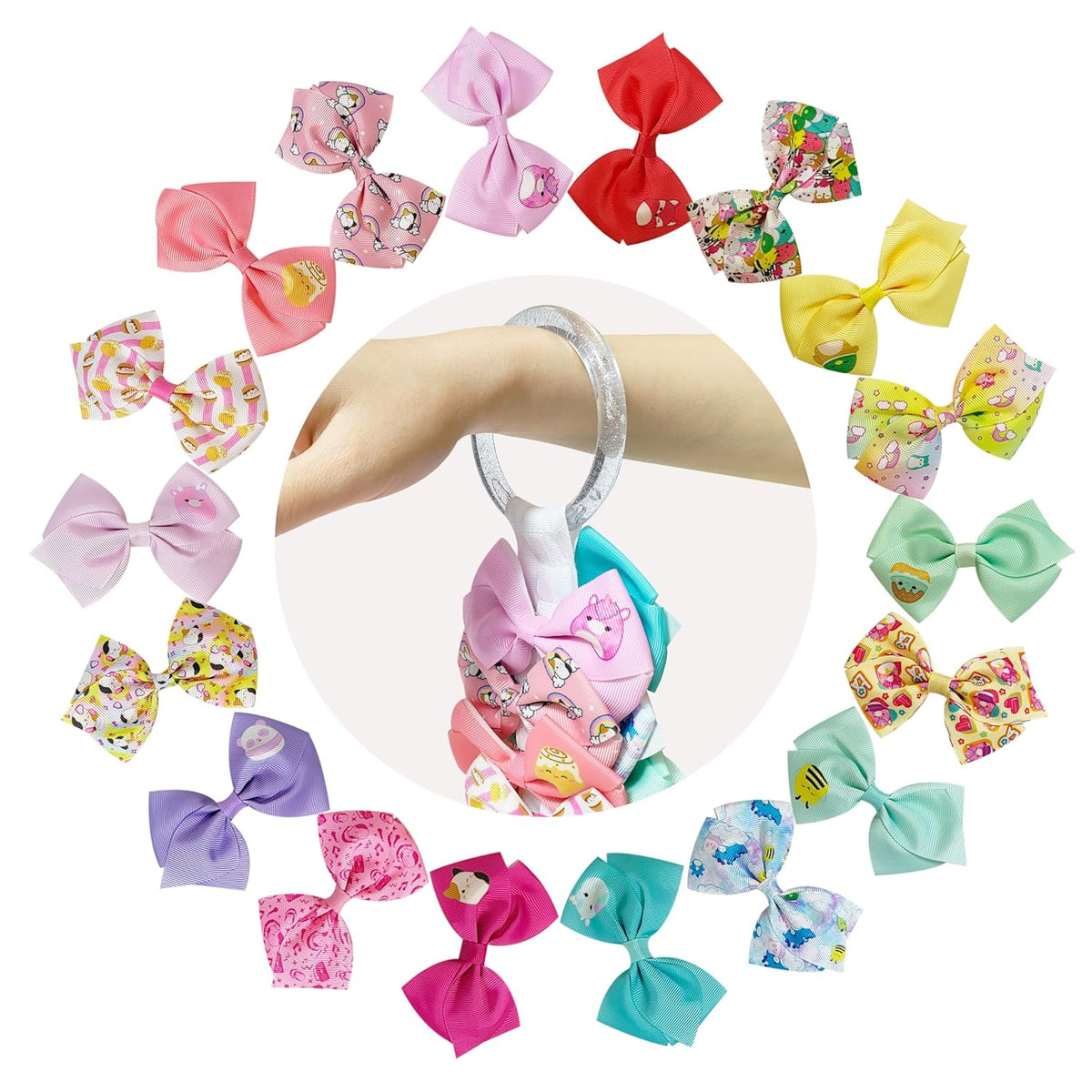 Special Squishmallows Hair Accessories for Girls -18Pc Hair Bow with Aligator Clips, Age 8+