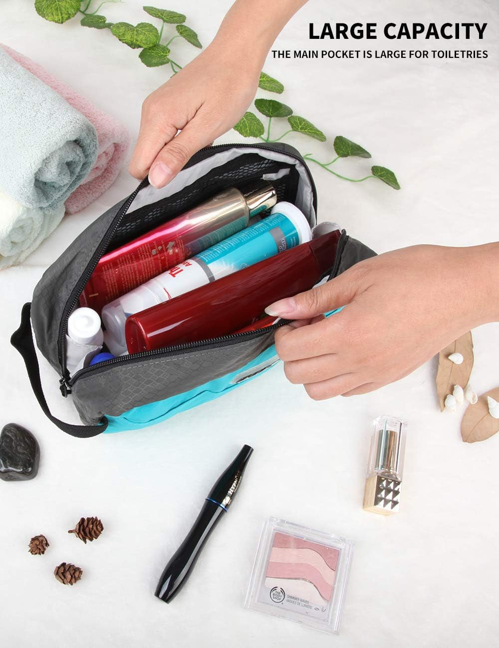 Travel Small Toiletry Bag for Men, Turquoise, 9.8 * 4.3 * 3.3 Inches