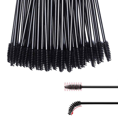 100 Pcs Disposable Eyelash Brushes for Eye Lashes and Makeup (Black)