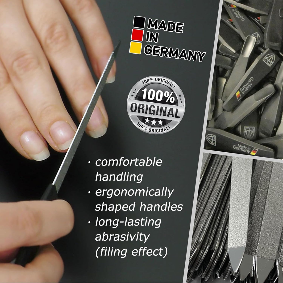 3 Swords Germany - Sapphire Metal Nail File Set 2 Pieces with 1 PIECE 3-Way Nail Buffer – Nail Care Made in Solingen/Germany