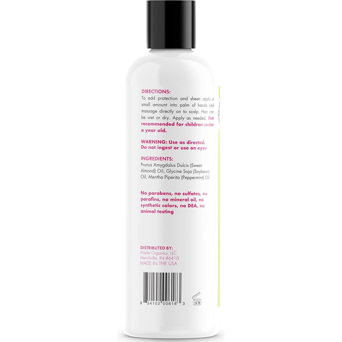 Mint Almond Oil - Lightweight Dry Scalp Oil to Lock in Moisture and Help Encourage Longer, Healthier Hair - Suitable for All Hair Types (8 Fl Oz)