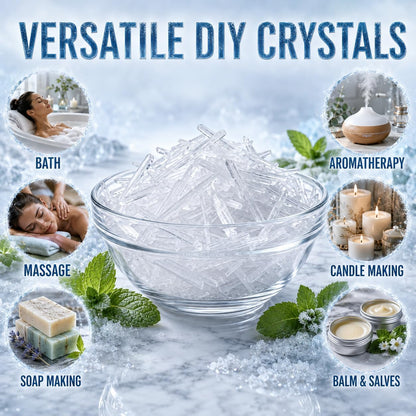 Menthol Crystals 8 Oz. Mentha Arvensis 100% Pure Natural USP Food Grade - Great for Cosmetics, Salves, Balms, Creams and Soap Making.