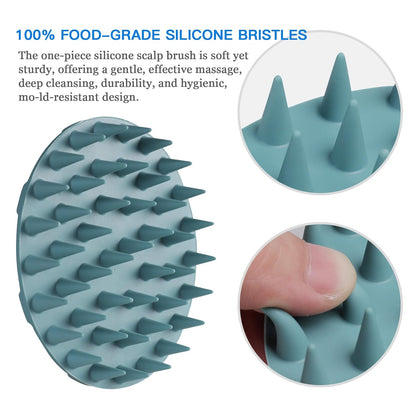 One-Piece Silicone Scalp Massager Shampoo Brush Hair Wash, Dark Green