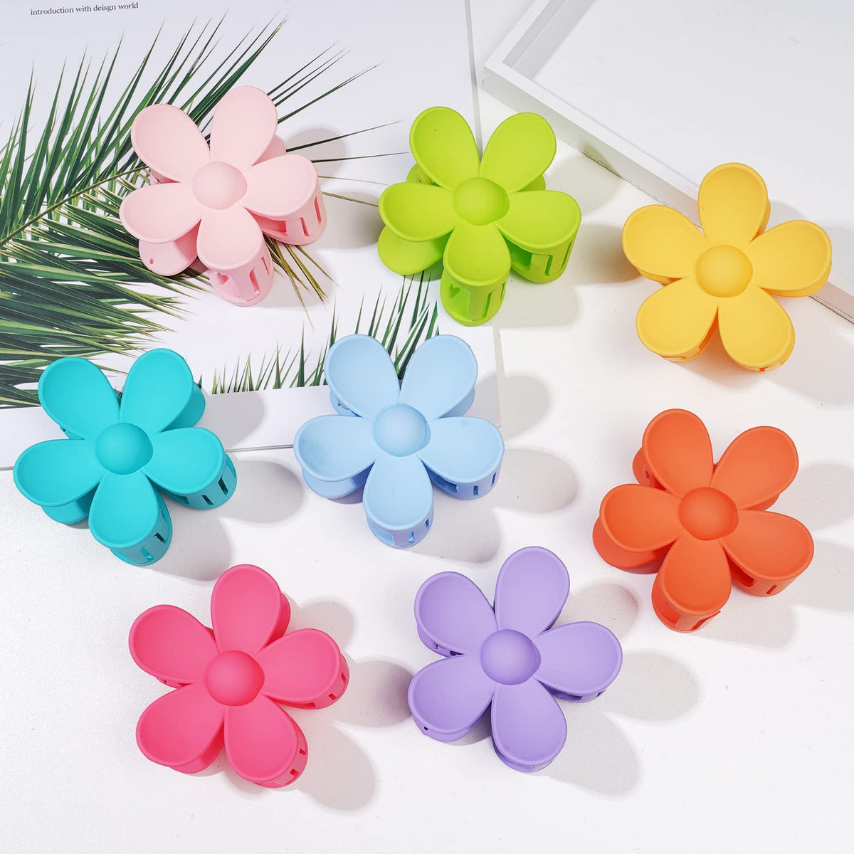 Flower Hair Claw Clips Large Summer Cute Clip for Women Girl 8Pack
