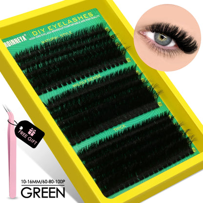 GROINNEYA Cluster Lashes Kit Individual Lashes Volume Mixed Tray 3D Faux Mink Lashes Wispy Eyelash Extension Makeup