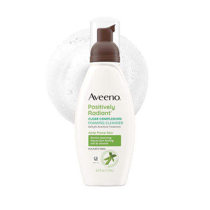 Aveeno Positively Radiant Clear Complexion Foaming Face Cleanser, 6 Fl. Oz