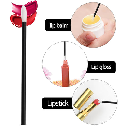 200Pcs Disposable Lipstick Wands - Lip Gloss Applicators - Beauty Tool Kits