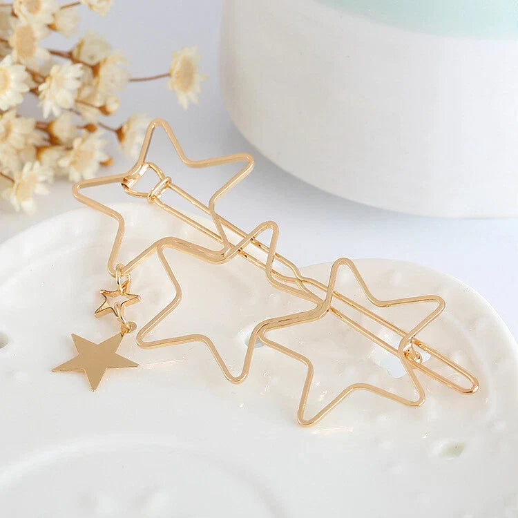 Minimalist Gold Metal Star Hair Clips Barrette Women