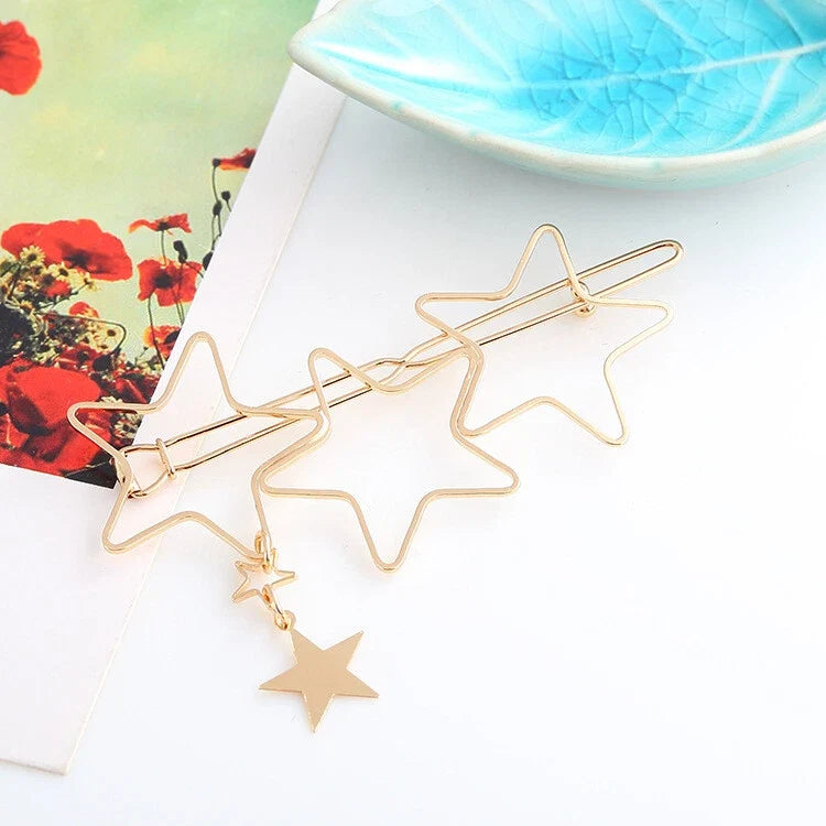 Minimalist Gold Metal Star Hair Clips Barrette Women