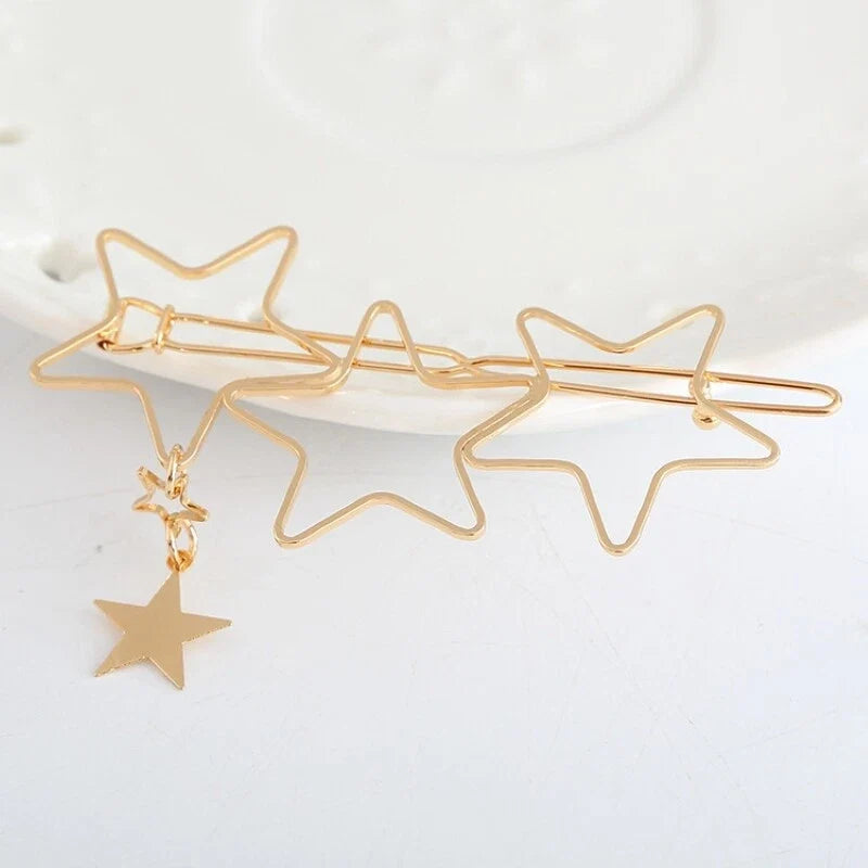 Minimalist Gold Metal Star Hair Clips Barrette Women